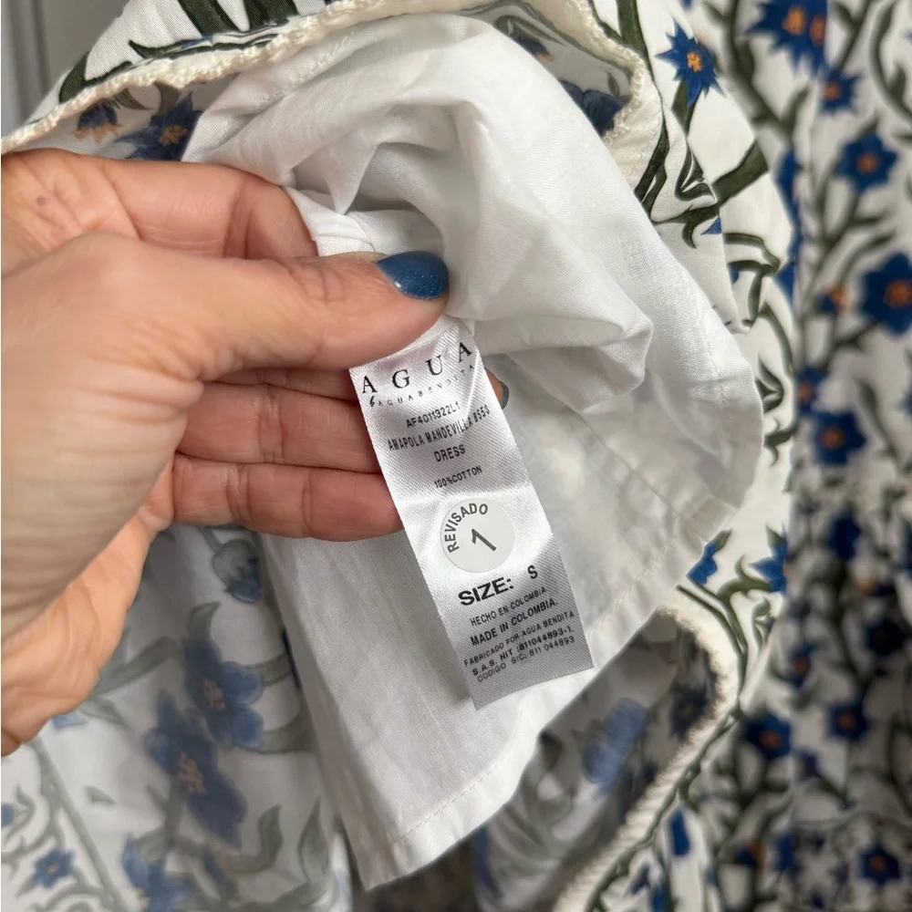 Agua by Agua Bendita Azul Amapola Pleated Cotton Poplin Maxi Dress NEW with tags - Picture 9 of 10